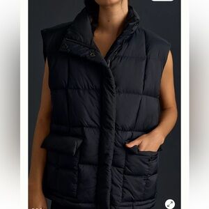 Beyond Yoga Puffer Vest Black Boxy Oversized Snap Button S/P Lightweight T